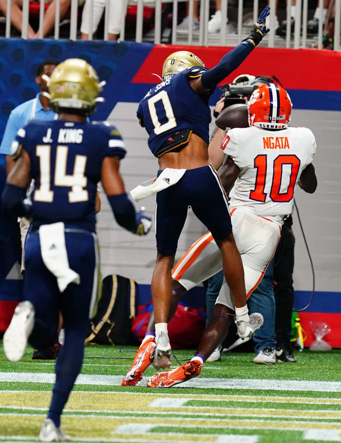 Georgia Tech defensive back Myles Sims forces an incompletion